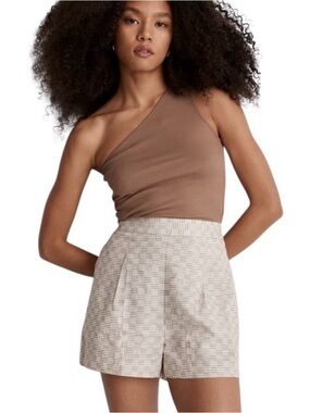 Madewell Flat Front pull on high waist shorts in textured Jacquard, size S